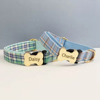 Customizable Dog Collar - Green Plaid