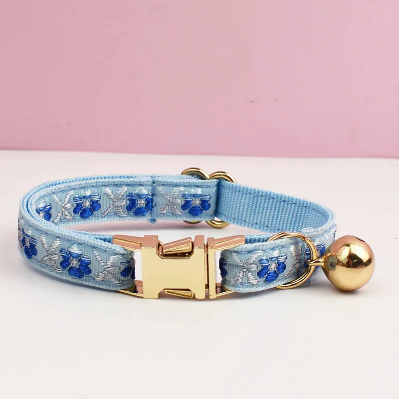 Bundle - Customizable Collar + Leash - Aqua Floral