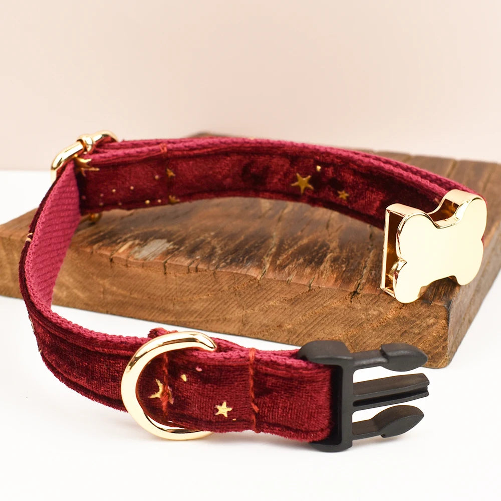 Customizable Dog Collar - Celestial Maroon