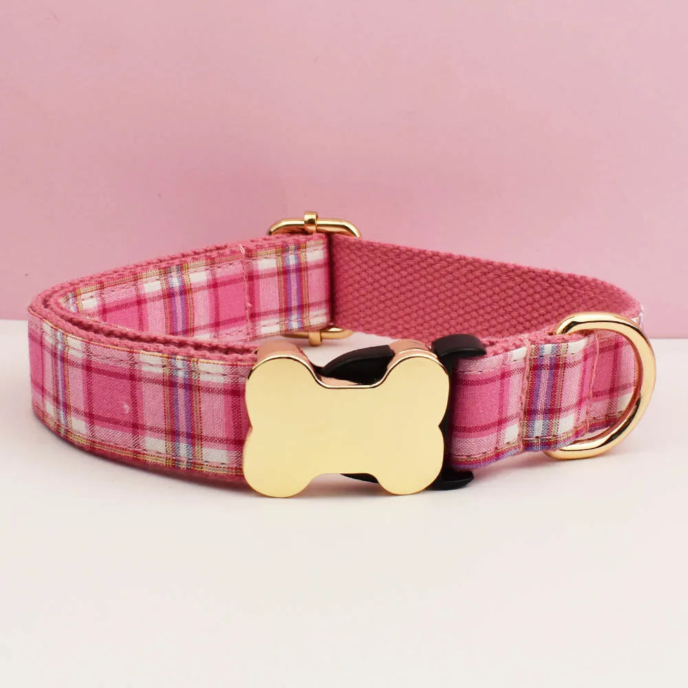 Customizable Dog Collar - Green Plaid