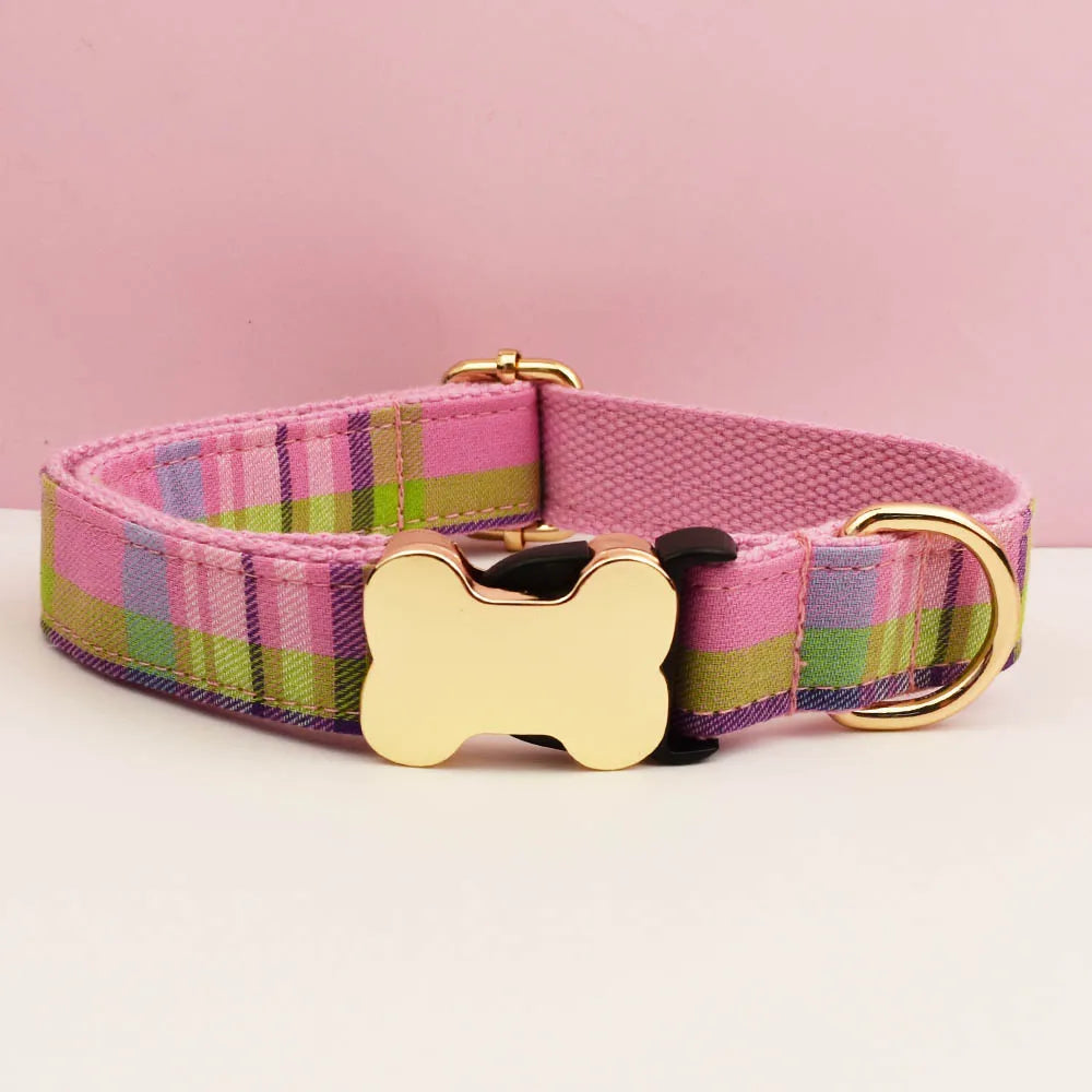 Customizable Dog Collar -Red Plaid