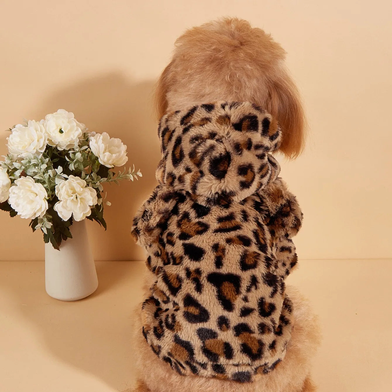 Fuzzy Leopard Plush Hoodie