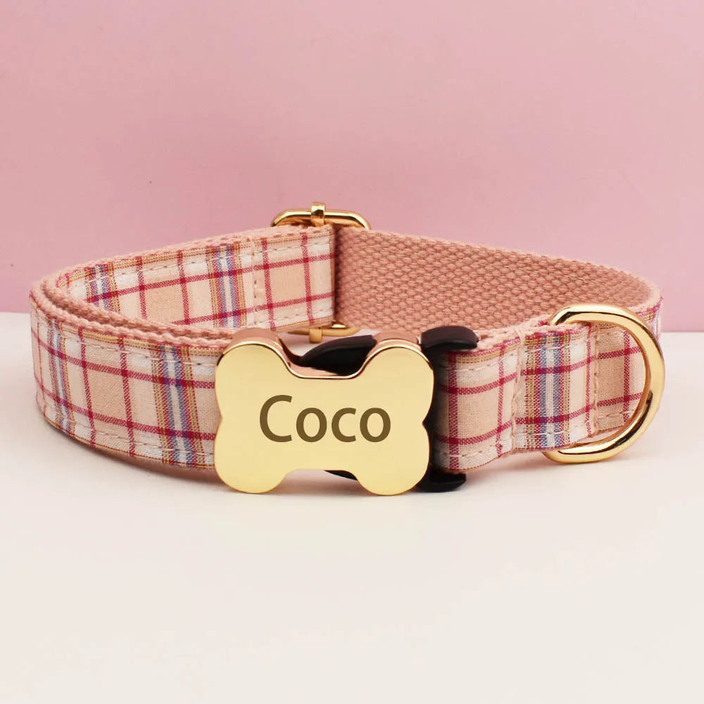 Customizable Dog Collar - Green Plaid