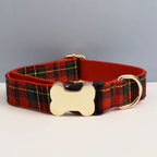 Customizable Dog Collar - Green Plaid