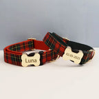 Customizable Dog Collar - Green Plaid