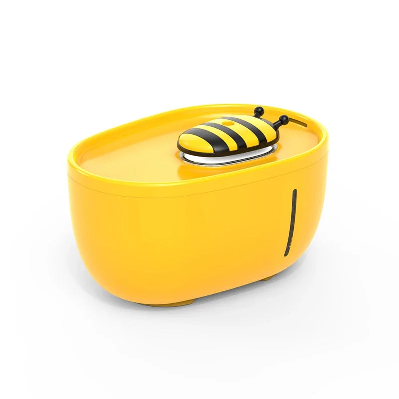 Yellow container with a bee-shaped lid on a white background