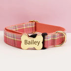 Customizable Dog Collar - Green Plaid