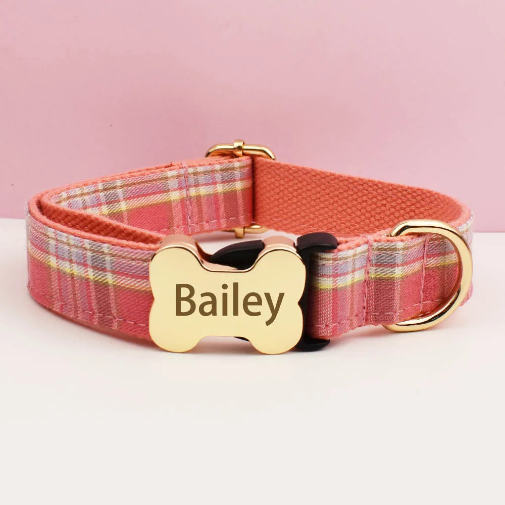Customizable Dog Collar - Green Plaid
