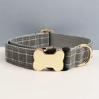 Customizable Dog Collar - Green Plaid