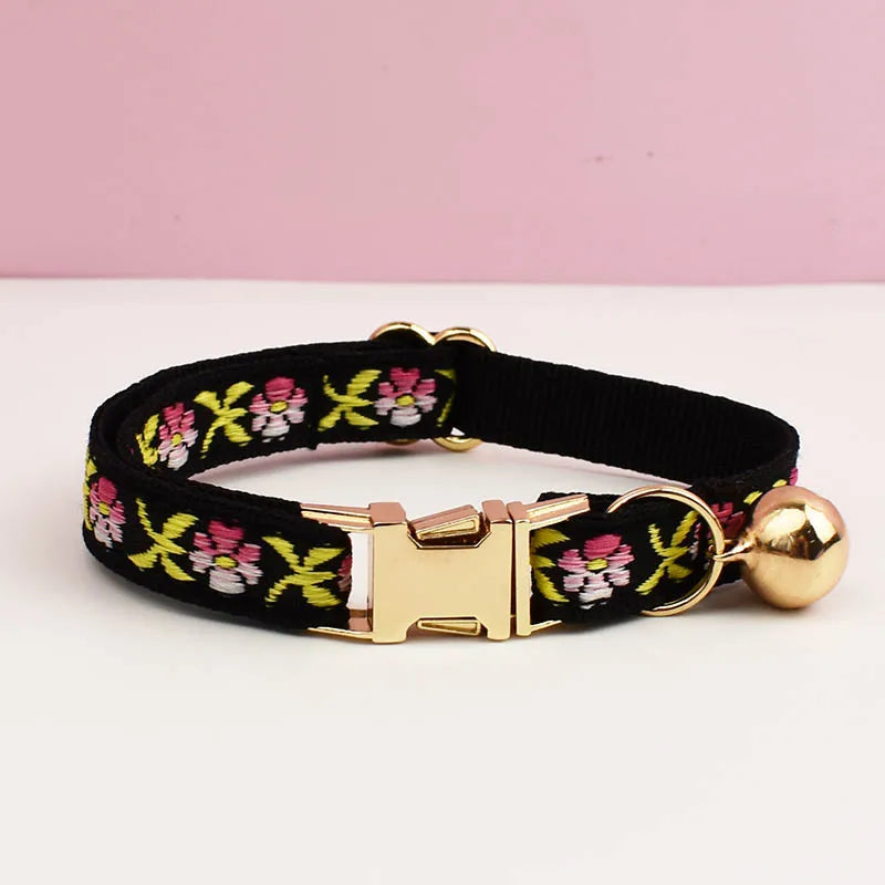 Bundle - Customizable Collar + Leash - Midnight Rose