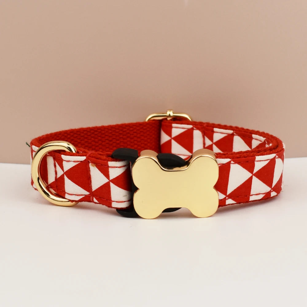 Customizable Dog Collar - Geometric Red Arrow