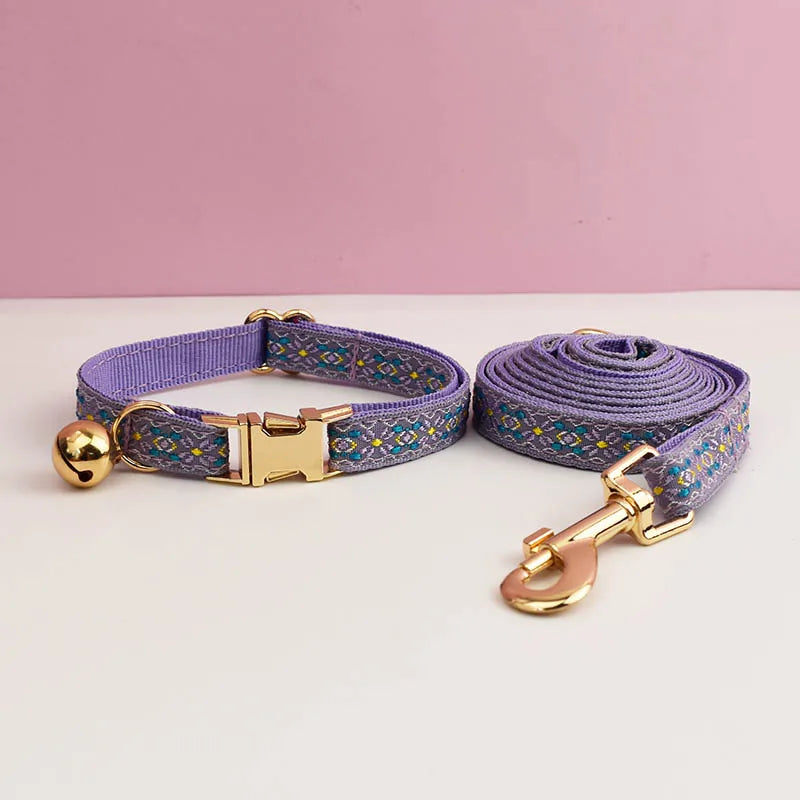Cat Leash - Lilac Geometric