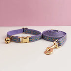 Bundle - Customizable Collar + Leash - Lilac Geometric